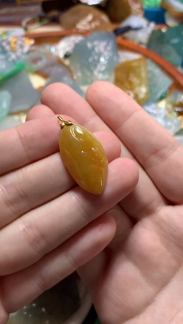 翡翠18K金镶嵌吊坠(不含链)吊坠