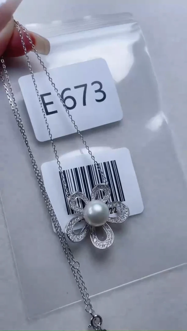 银S925镶嵌套链海水珍珠E673