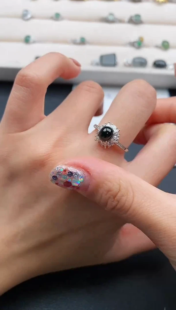 银S925镶嵌戒指翡翠7777777+4