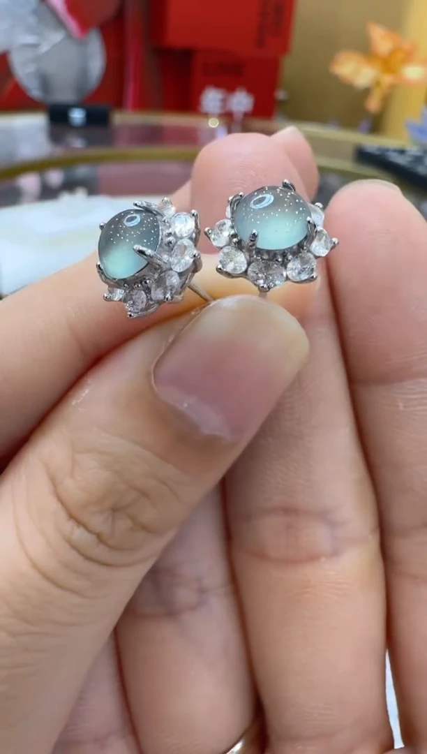 翡翠银S925镶嵌耳饰多样性团购发一件