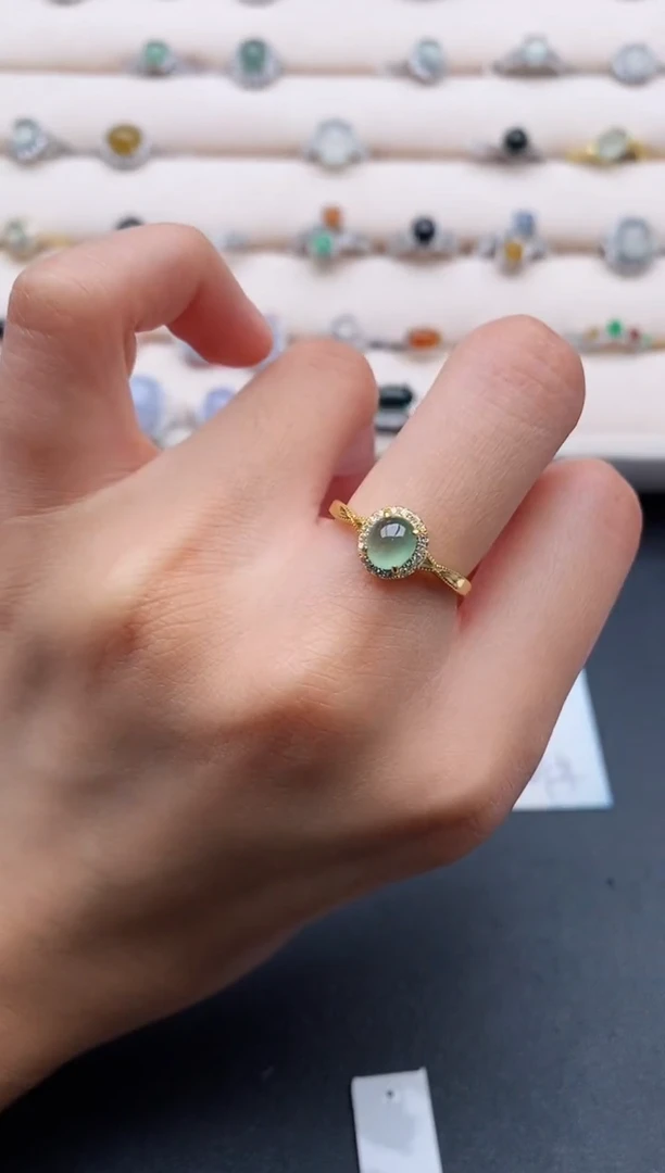 银S925镶嵌戒指翡翠3333333+6