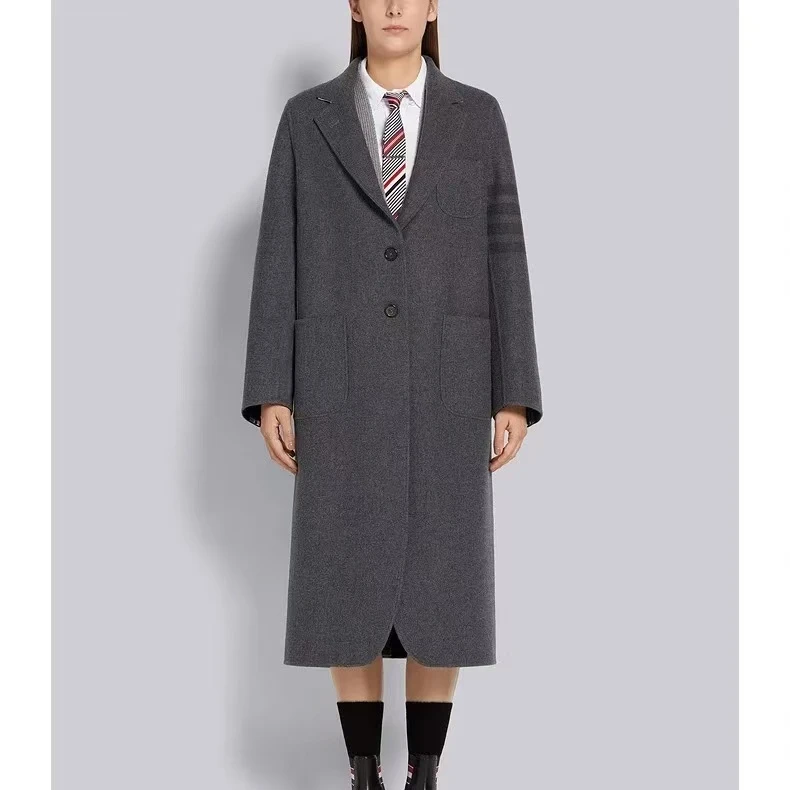 经典款四条文高端气质中长款羊绒大衣秋冬休闲
