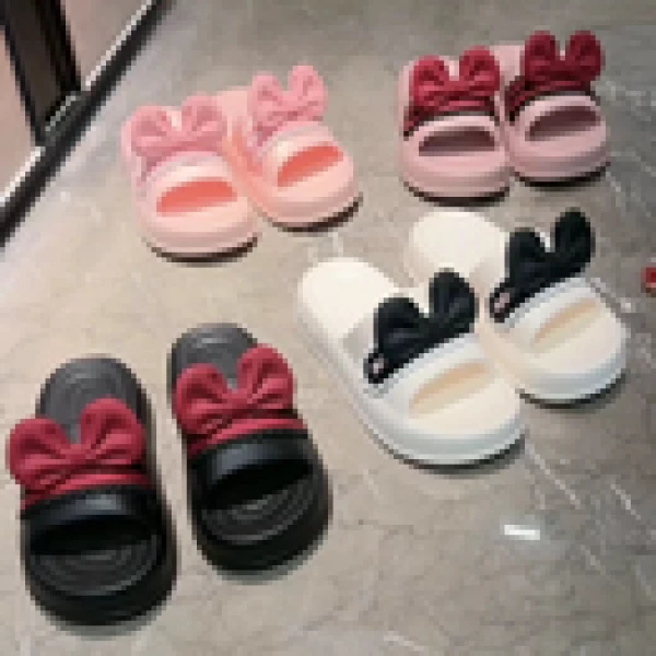 8503立体蝴蝶结4cm铭优家在逃公主蝴蝶结厚底凉拖