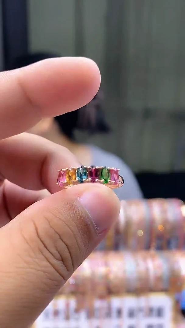 戒指银S925镶嵌碧玺34354354354354