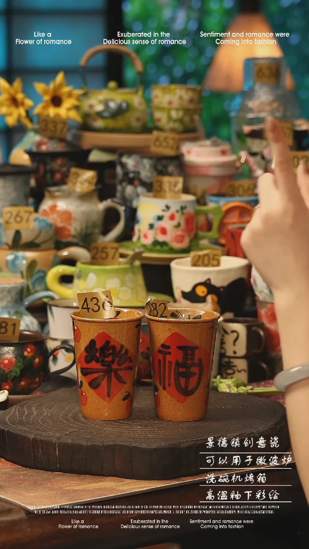 陶瓷一对景德镇高温釉下彩手工手绘款式