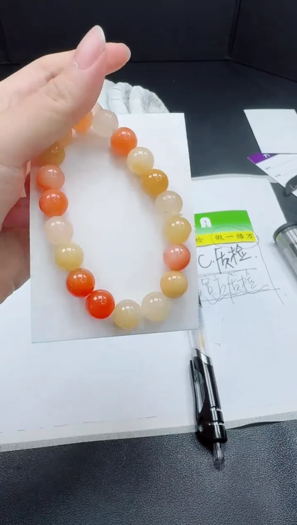 石英质玉手镯未镶嵌金丝玉小m卡10手链【花纹随机】