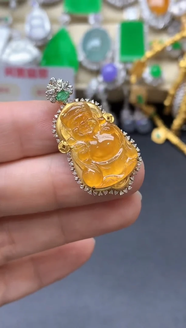 颈饰18K金镶嵌翡翠355-中国好珍宝