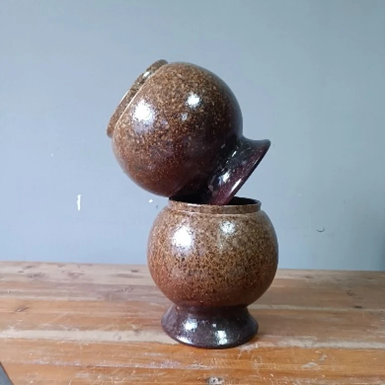 90#复古柴烧粗陶家用植物陶罐紫砂罐多肉君子兰高度21cm 口径16cm