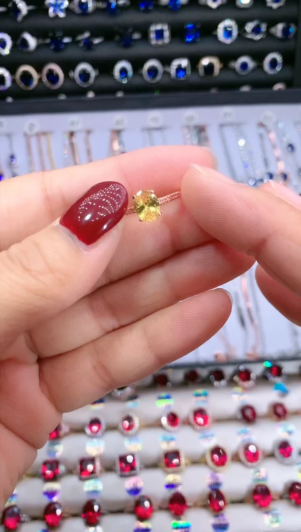 【闪购商品】水晶戒指银S925镶嵌玫瑰金6.8