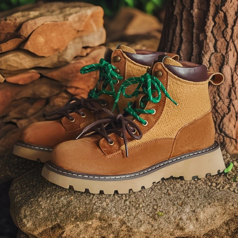 休闲短靴登山英伦风时髦中帮短靴圆头厚底经典马丁靴女秋冬款3366