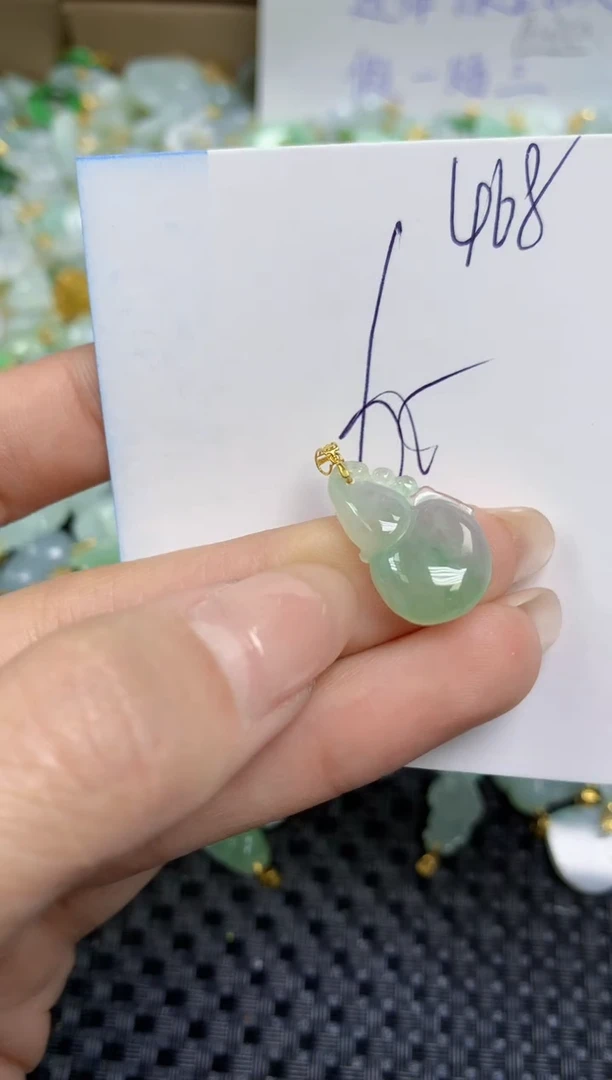 【闪购商品】翡翠颈饰18K金镶嵌天然缅甸A货翡翠