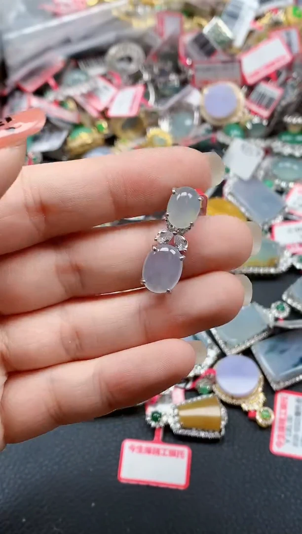 银S925镶嵌戒指翡翠天然A货缅甸翡翠