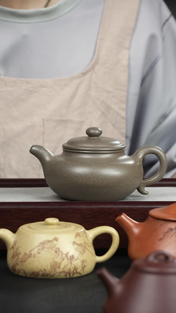 紫砂茶宠仿古壶蟹壳青泥泥料