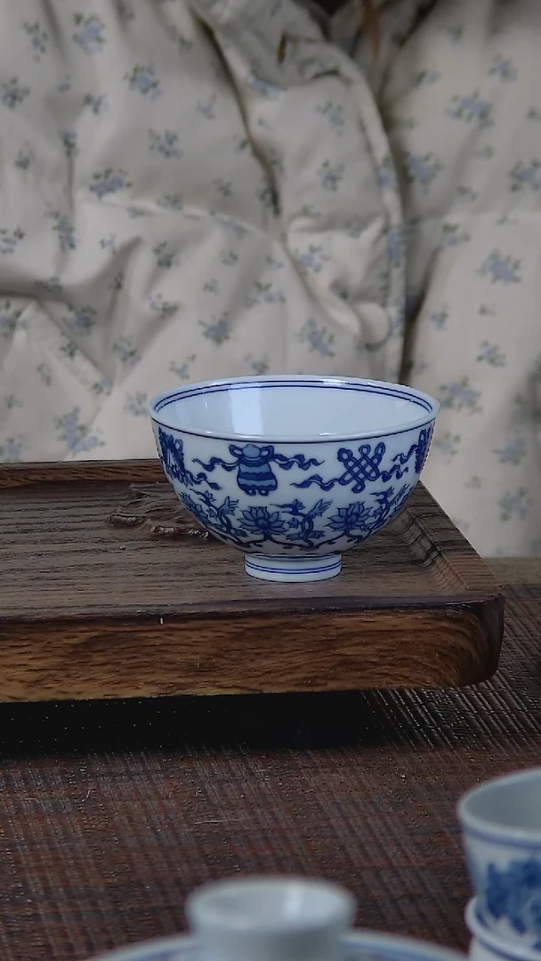 【闪购商品】折葵非器手工手绘莲托八宝鸡心杯