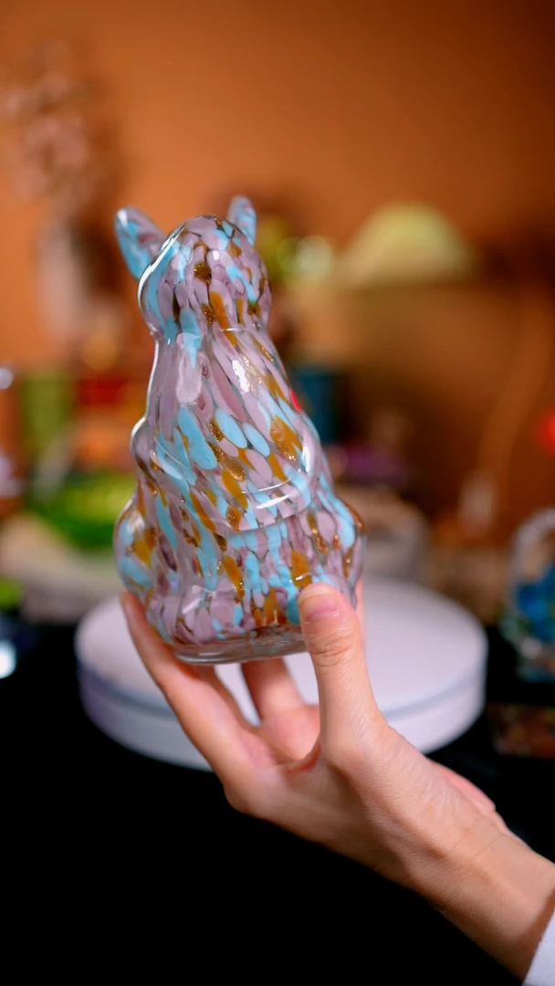 手工艺品琉璃彩色拉花兔子  微瑕