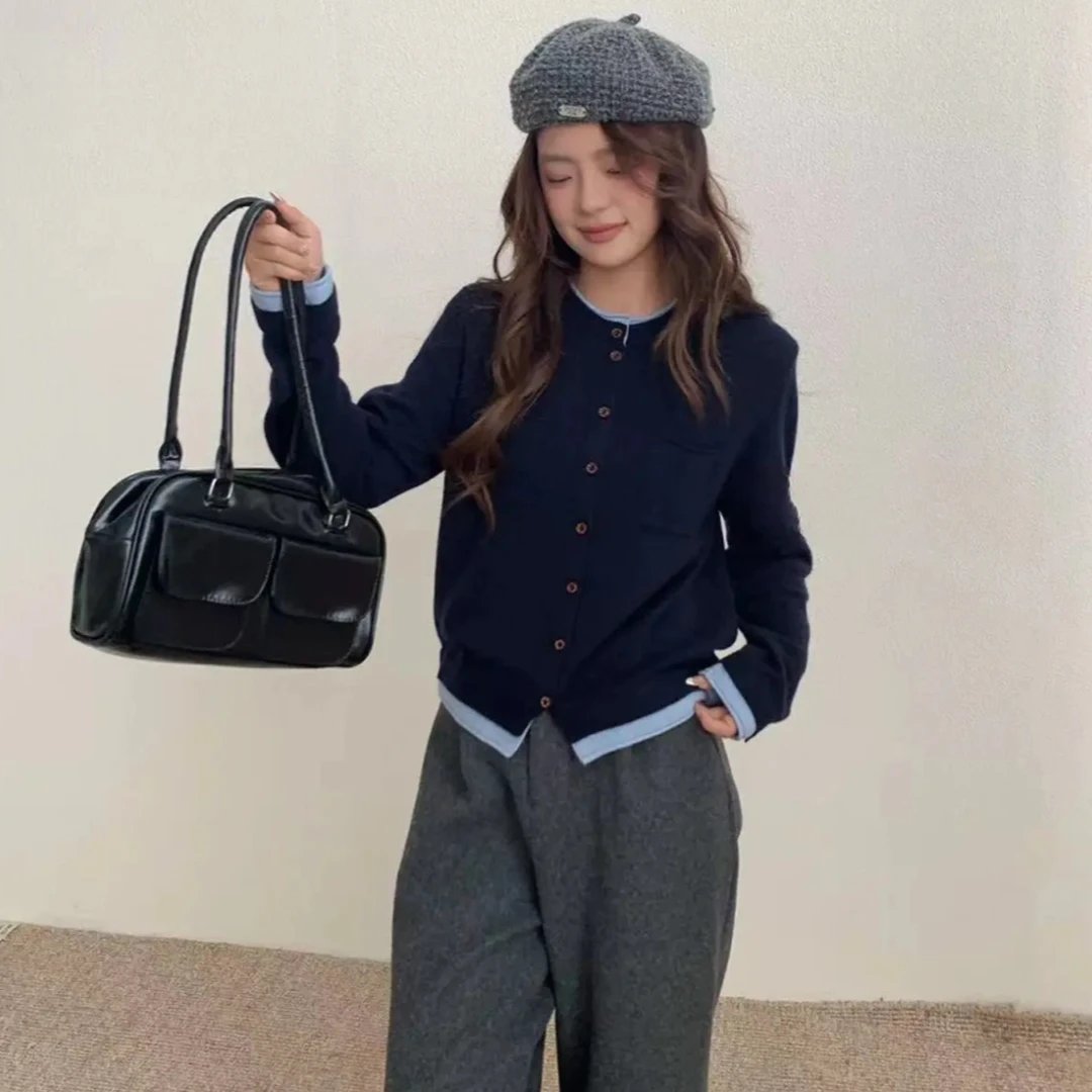 【线下同款】~高定版 圆领假两件百搭休闲针织毛衣开衫B1788