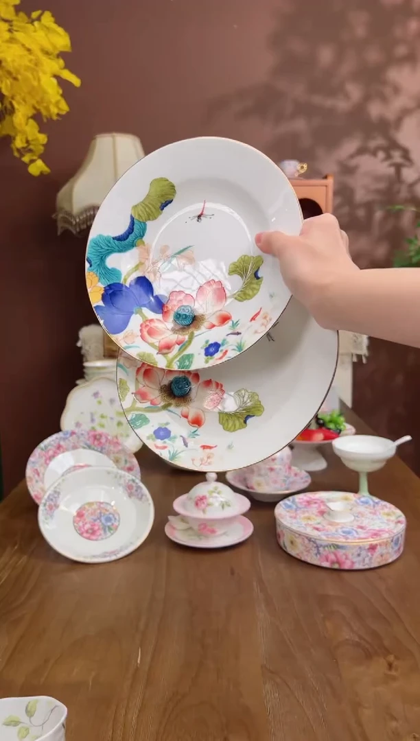 【闪购商品】瓦当荷塘月色8寸草帽盘2个