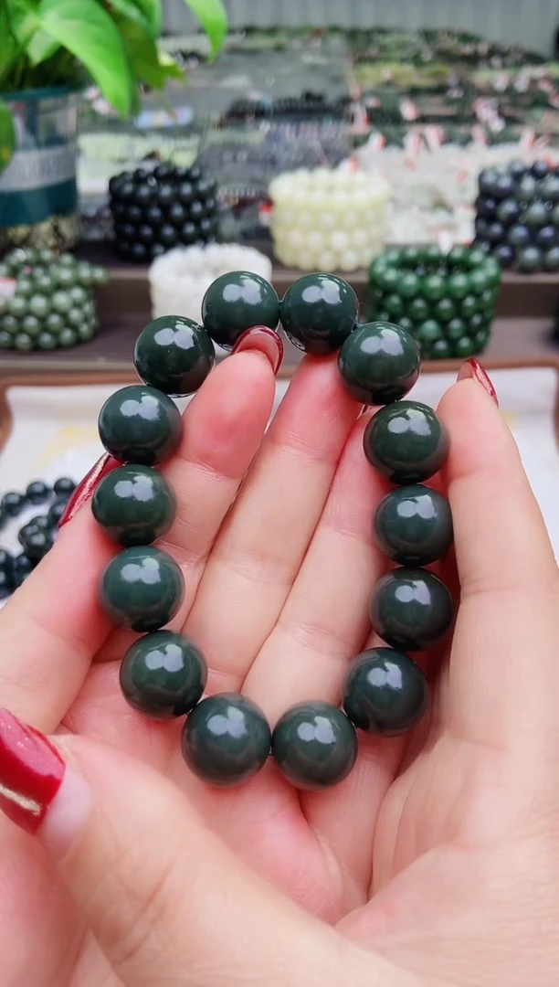 【闪购商品】和田玉手串未镶嵌纯天然和田玉新疆且末深瓷蓝15+