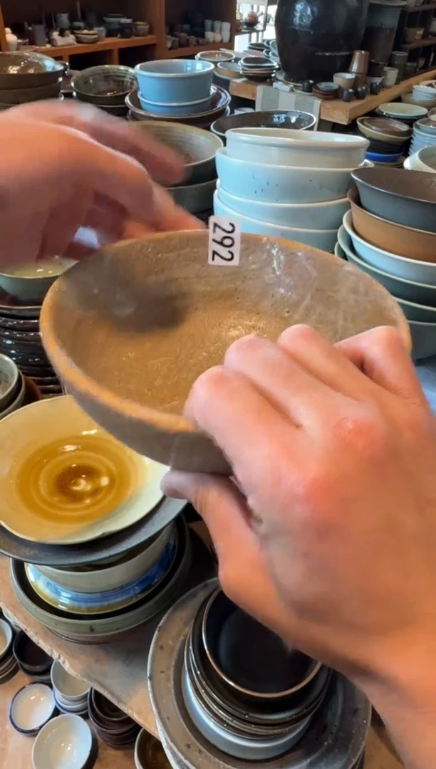 瓷我*你292 微瑕粗陶棕色面碗1个