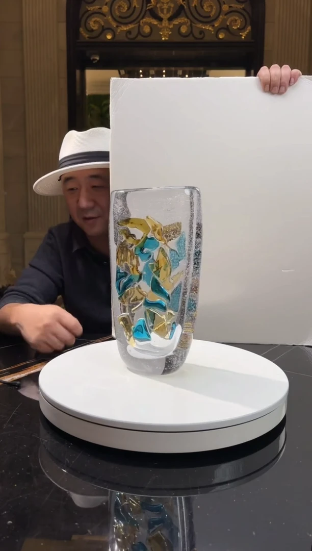 【闪购商品】茶宠3016油画水晶琉璃花器大号