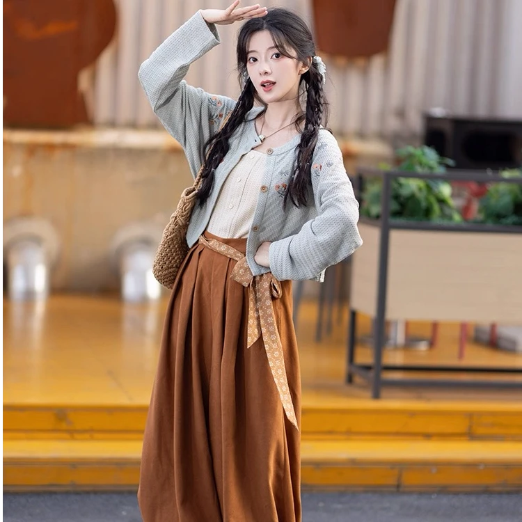 池夏【花间事:秋田花花】汉元素短衫主腰灯笼裤原创改良汉服女 秋