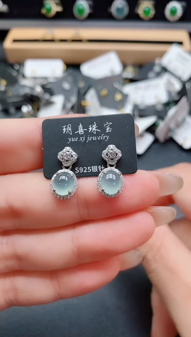 银S925镶嵌戒指翡翠1