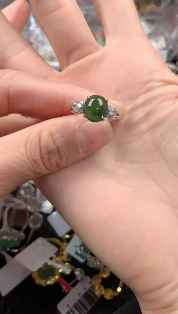 银S925镶嵌戒指翡翠222---1