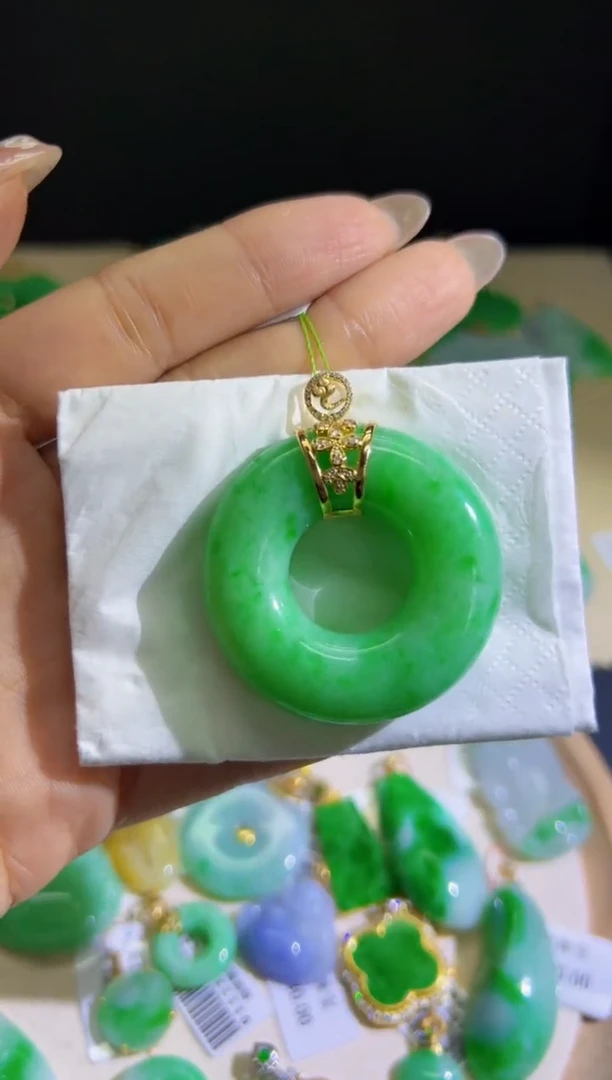 【闪购商品】翡翠颈饰18K金镶嵌Q缅料A货翡翠/支持复检/一件