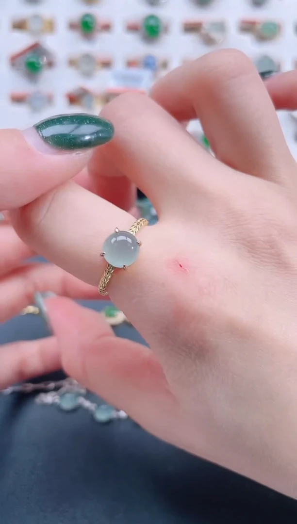 银S925镶嵌戒指翡翠天然翡翠