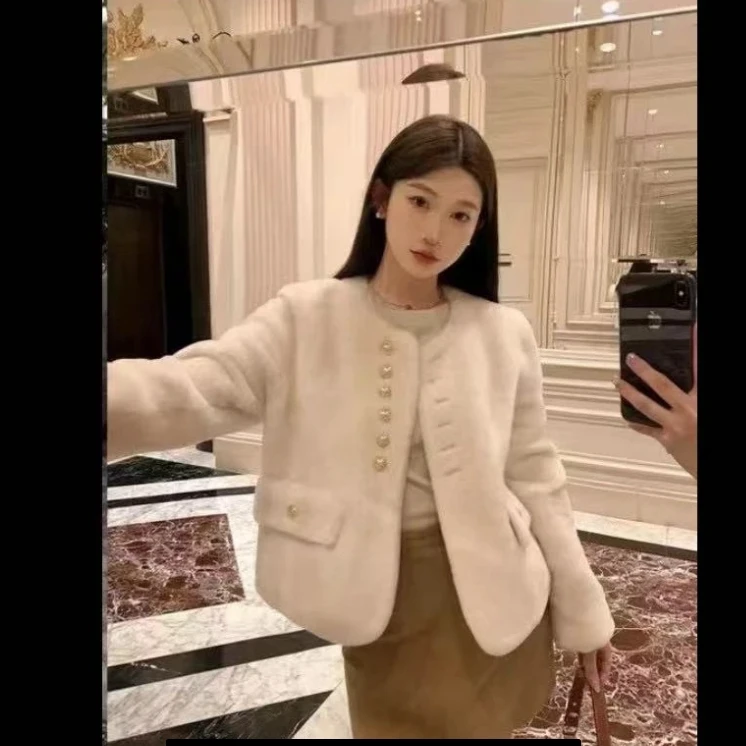 秋冬季加厚毛毛外套短款小香风洋气时尚百搭气质外套8871#