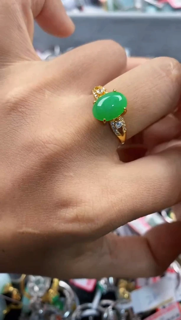 银S925镶嵌戒指翡翠 222       3