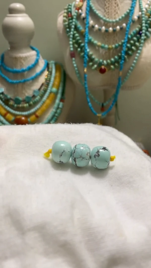 未镶嵌绿松石珠宝奇石顶珠9.6mm腰珠9mm