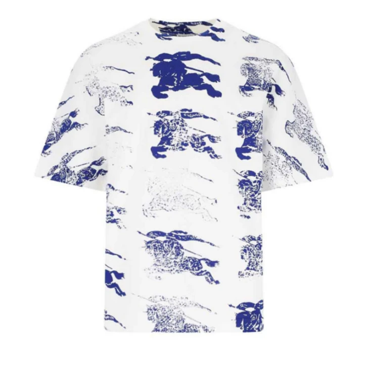 未使用 BURBERRY/博柏利 满印战马短袖T恤 白色xxs-l