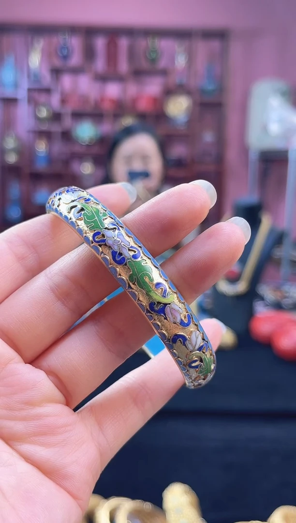 非遗技艺景泰蓝金地手镯 65圈