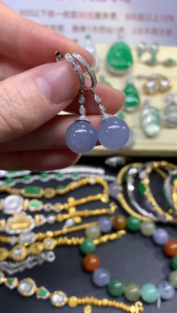 翡翠18K金镶嵌耳饰耳饰|10600+1060