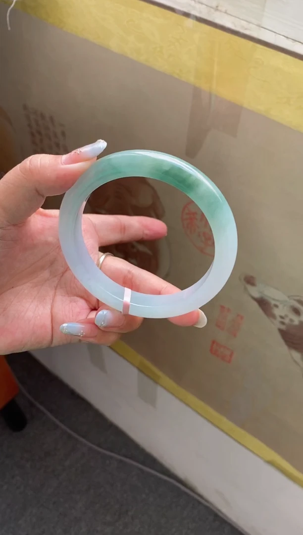 未镶嵌手镯翡翠（十星强推）紫底梦幻半山水30号