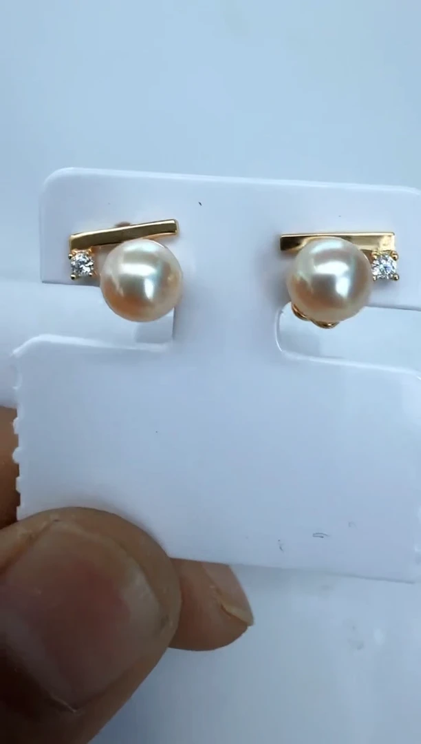 银S925镶嵌海水珍珠耳饰耳钉