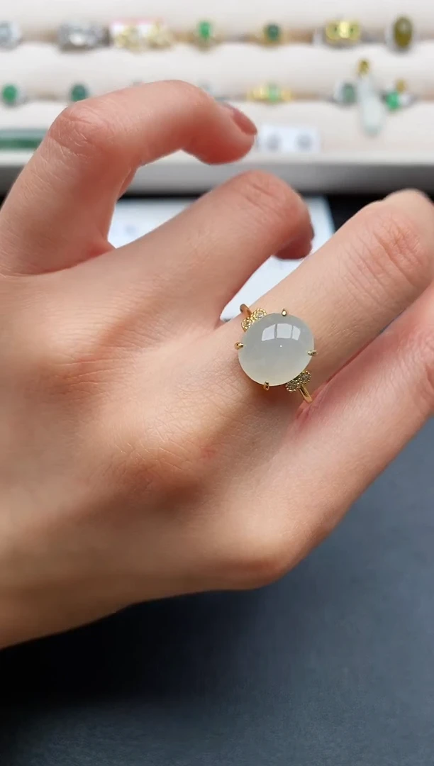 银S925镶嵌戒指翡翠缅甸天然A货翡翠111  6-4