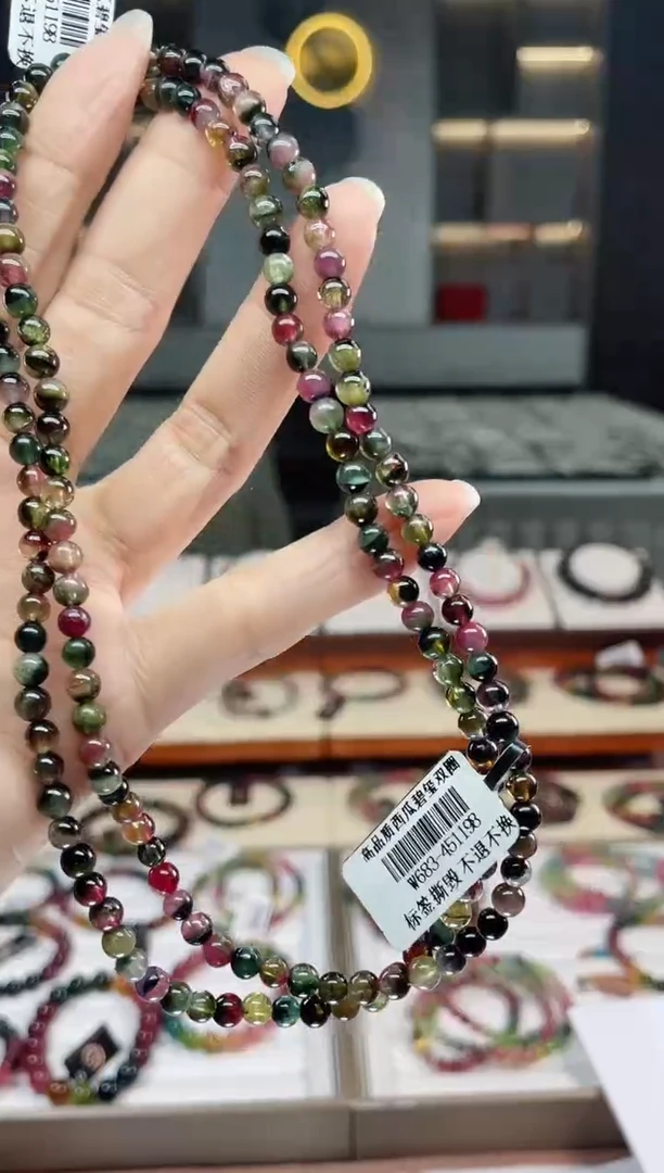 未镶嵌老矿碧玺双圈手串4mm+碧玺（多样性发一条）Q