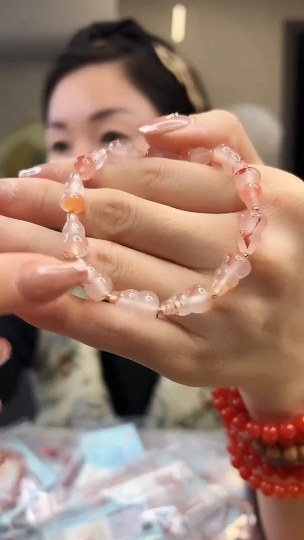 未镶嵌手串南红玛瑙8mm/18K金设计款