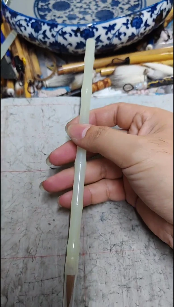 竹节长 笔杆  玉石   单支纯狼毫