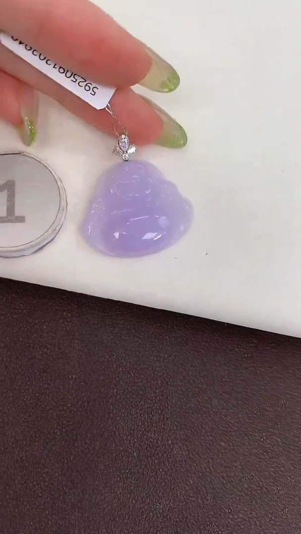 颈饰18K金镶嵌翡翠天然缅甸a货翡翠