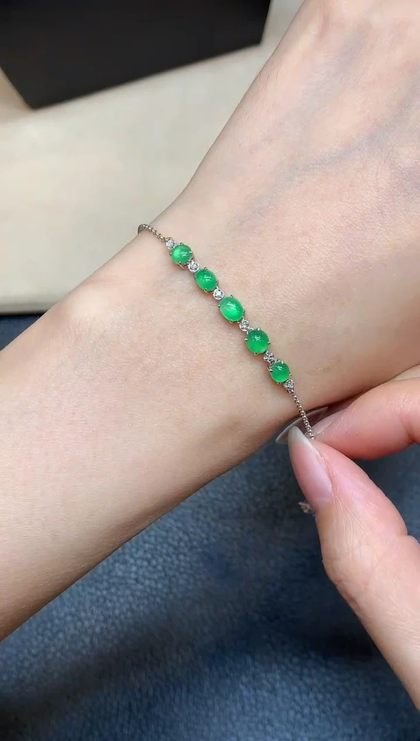 18K金镶嵌手链翡翠蛋面【无服务费