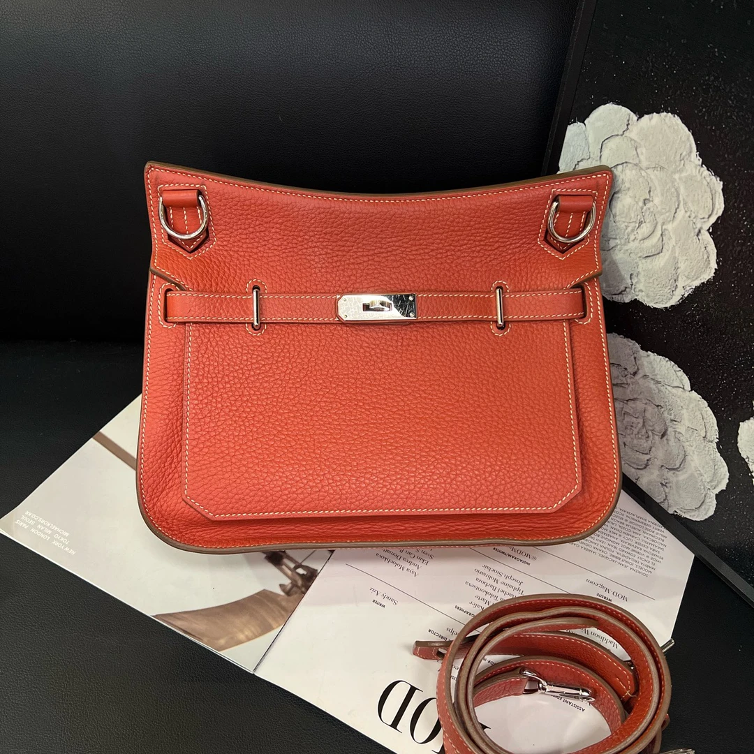 95新 Hermes/爱马仕 龙虾粉O刻11年吉普赛单肩斜挎包JM