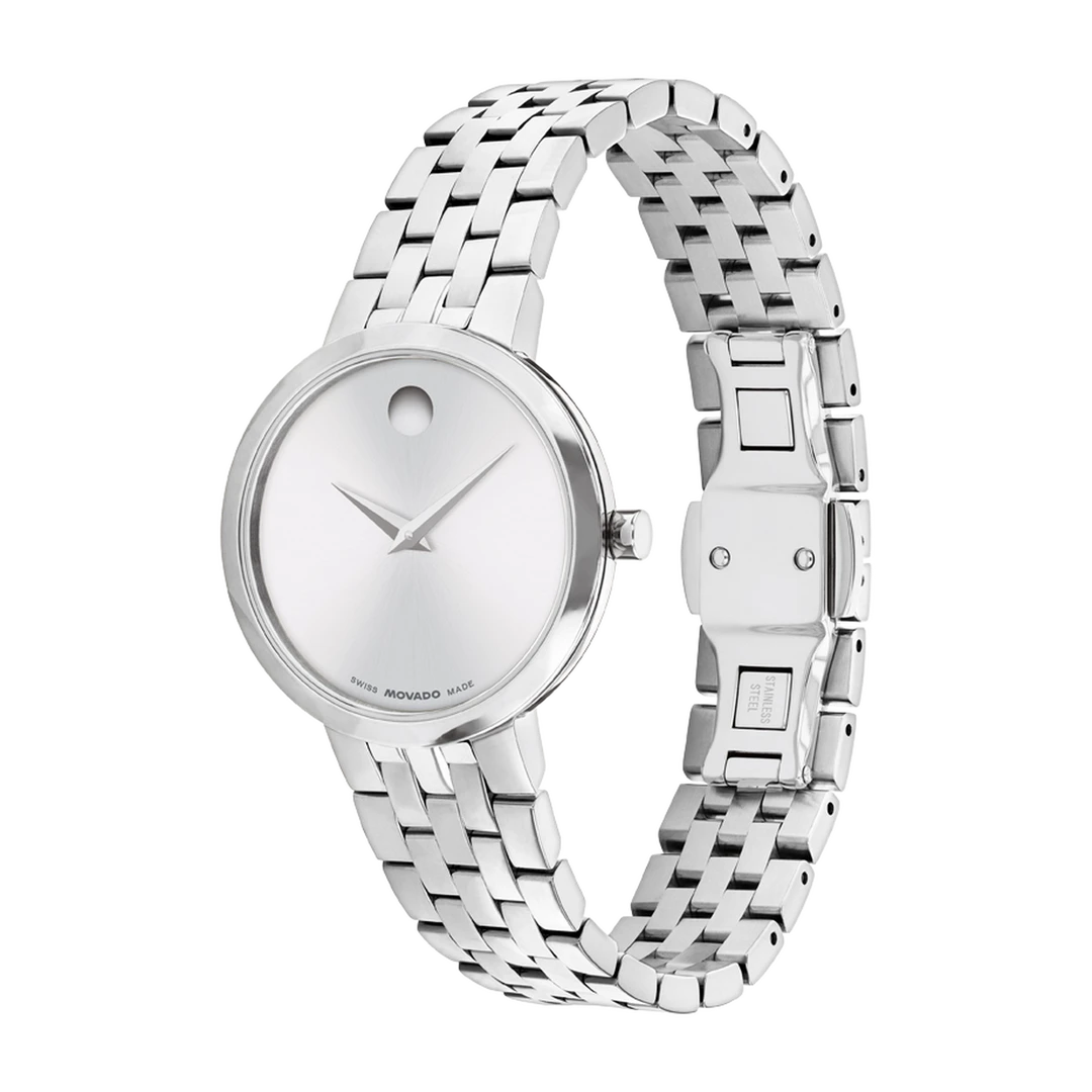 MOVADO/摩凡陀32mm 女款石英表 博物馆 繁星白底 钢带款