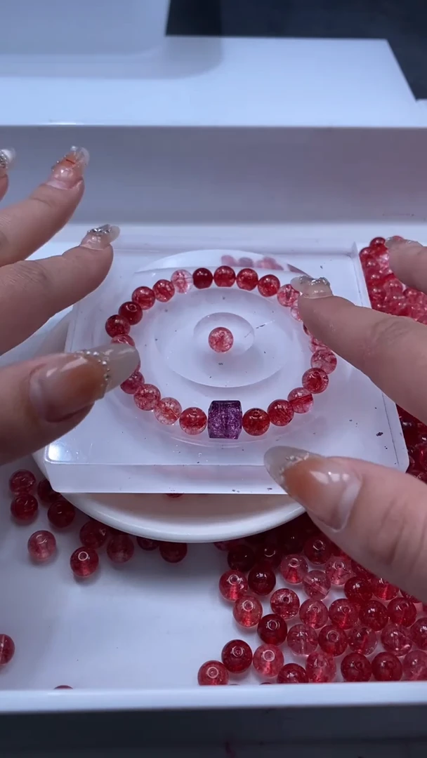 颈饰未镶嵌水晶W3186红碧玺8MM*20颗