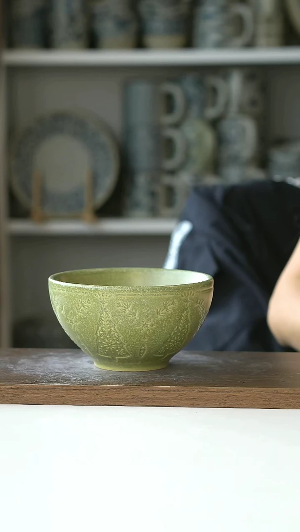 微瑕浮雕松塔米饭碗12.5cm@4-2@