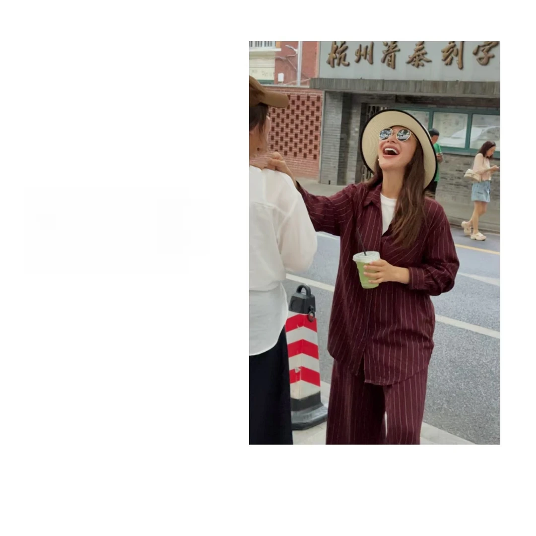 时尚宽松条纹套装EB5715