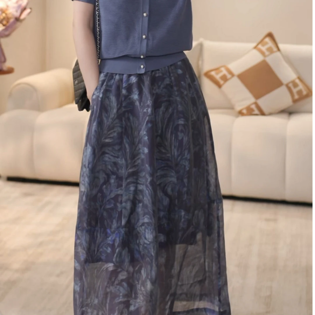 【双姐】天丝亚麻琉璃光泽花苞裙显瘦百搭单品K7601