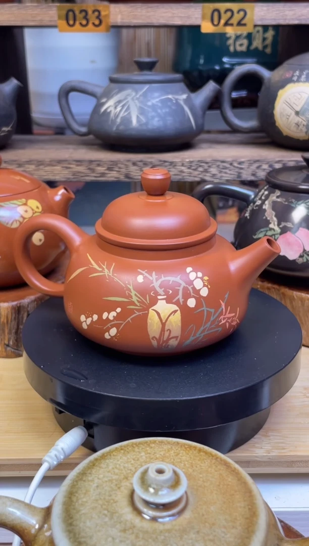 壶建水紫陶复烧彩填壶180C